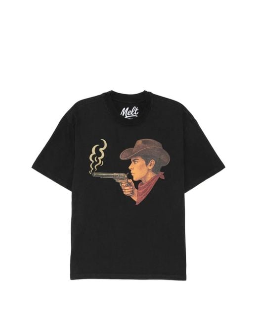 Melt Black Graphic-Print Round Neck T-Shirt for men