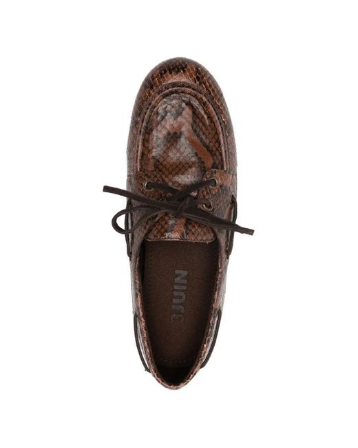 3Juin Brown Snakeskin-Effect Boat Shoes