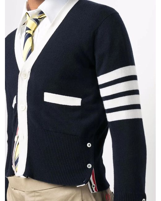 Thom Browne Blue 4-Bar Cashmere Cardigan for men