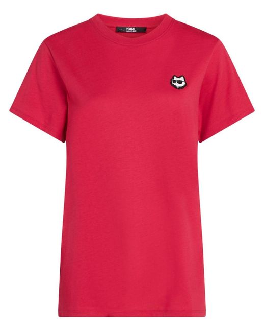 Karl Lagerfeld Ikonik 2.0 T-shirt Met Logopatch in het Red