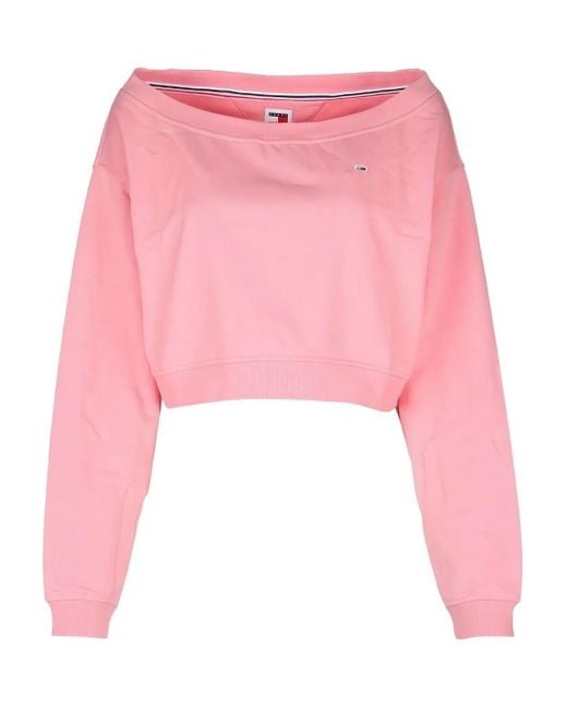 Tommy Hilfiger Pink Off-Shoulder Maglia Knitwear