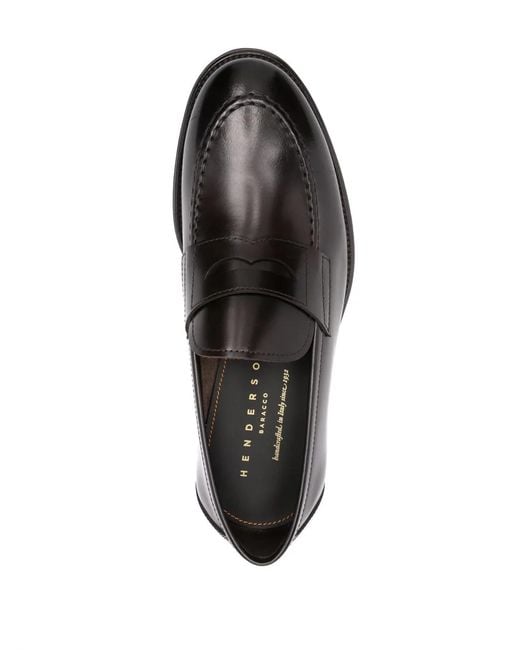 Henderson Black Penny-Slot Leather Loafers for men