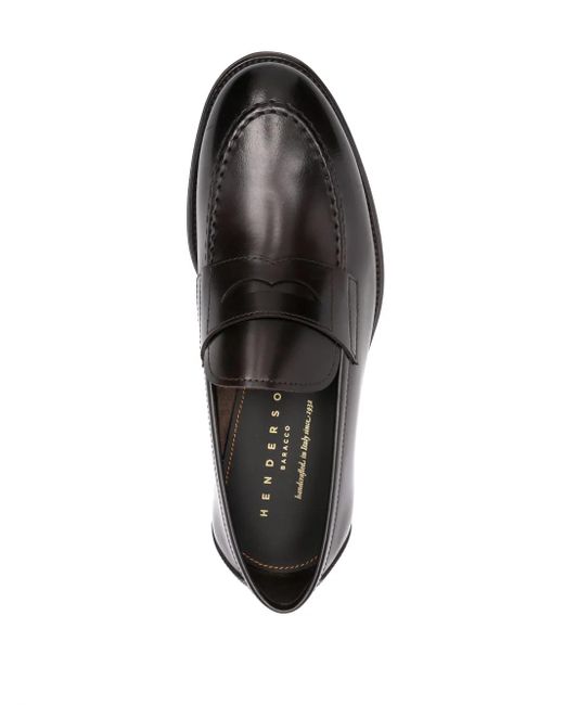 Henderson Black Penny-Slot Leather Loafers for men
