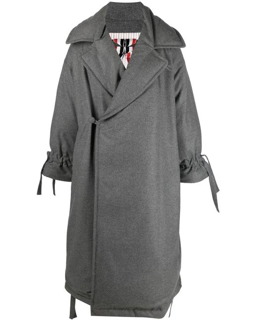 Thom Browne Gray Padded Off-Centre Button Coat for men