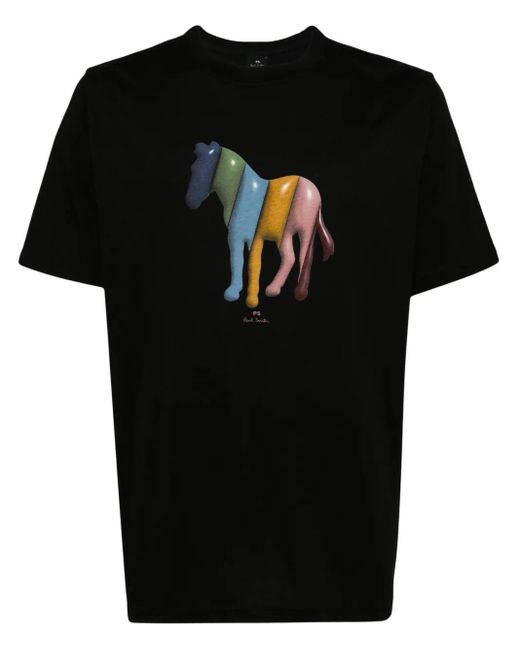 Paul Smith Black Graphic-Printed T-Shirt for men