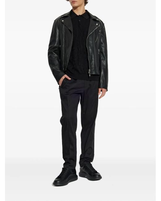 McQueen Black Leather Jacket for men