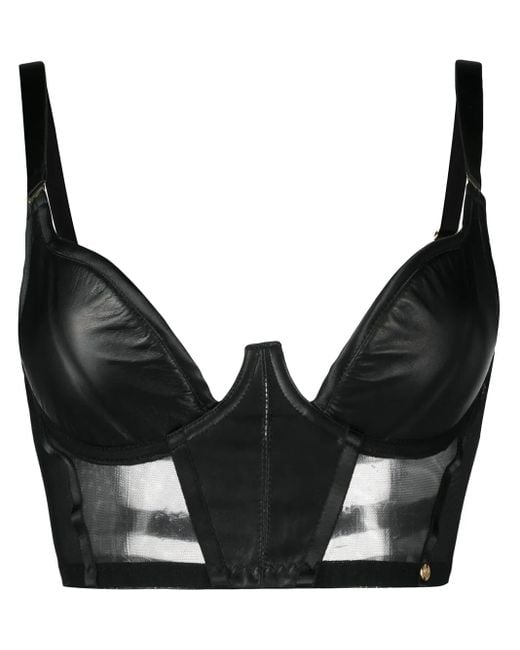 Something Wicked Black Fitted Leather Bra