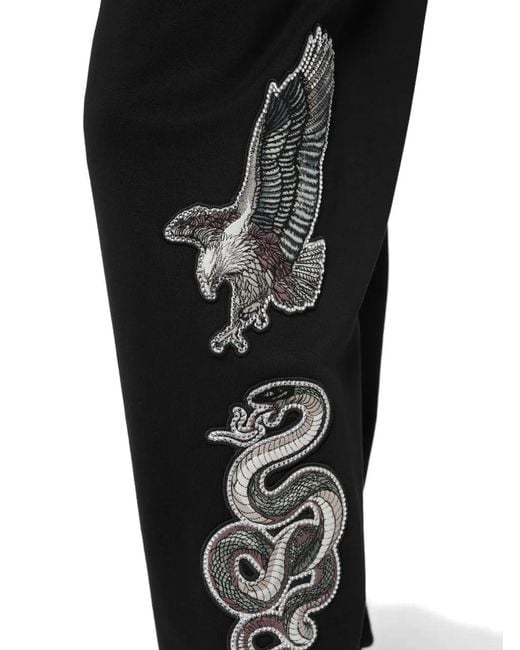 Philipp Plein Black Embroidery-Patches Track Pants for men