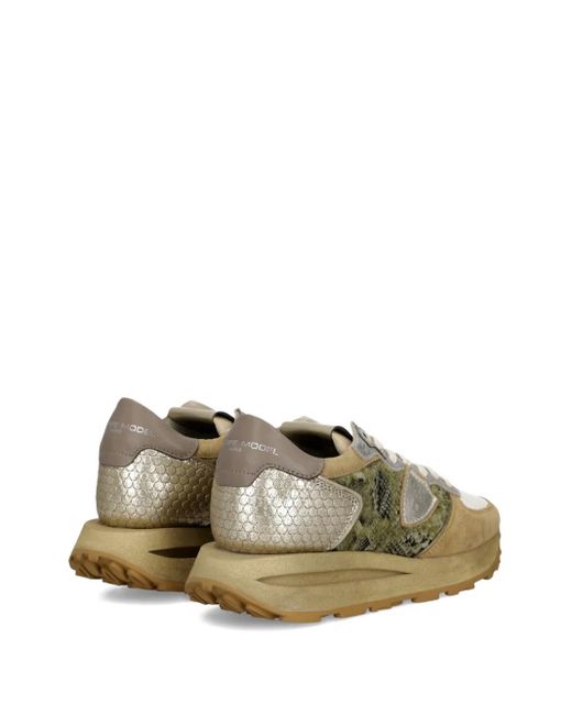 Philippe Model Green Snakeskin-Detailed Trainers