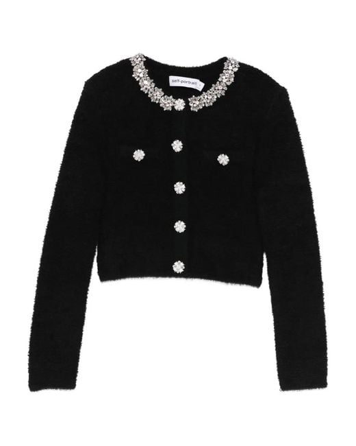 Self-Portrait Black Embellished-Button Jacket