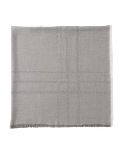 Écharpe À Bords Frangés Prada pour homme en coloris Gray