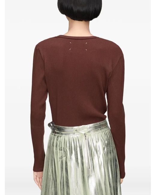 Maison Margiela Brown Foiled Ribbed T-Shirt