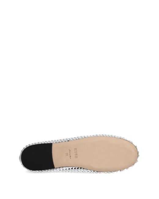 MSGM White Woven Ballerina Shoes