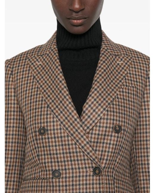 Max Mara Brown Houndstooth Double-Breasted Jacket
