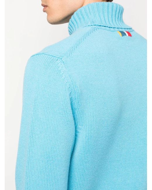 Orlebar Brown Blue Verdon Roll-Neck Jumper for men