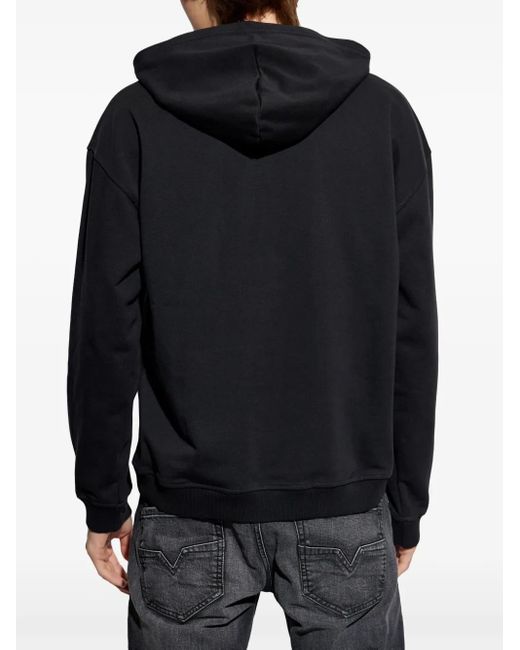 Hoodie Con Stampa Logo Destroyed di DIESEL in Black da Uomo