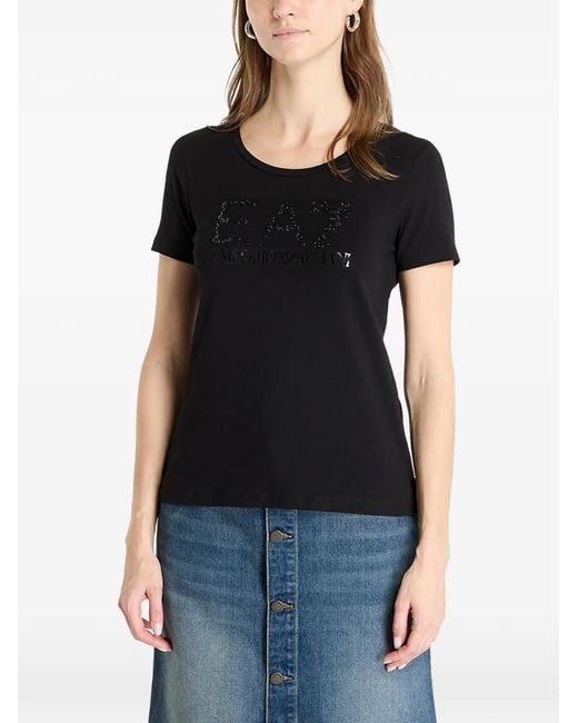 EA7 Black Logo-Detail T-Shirt