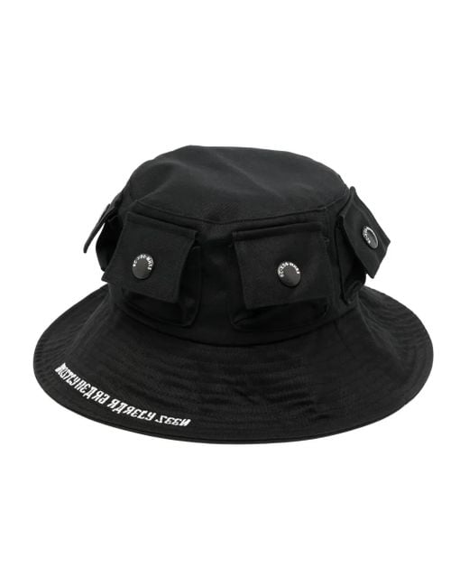 Mostly Heard Rarely Seen Black Logo-Embroidery Cotton Bucket Hat for men