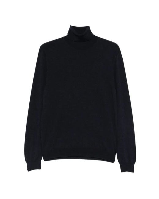 Zanone Black Turtleneck Long-Sleeve Sweater for men