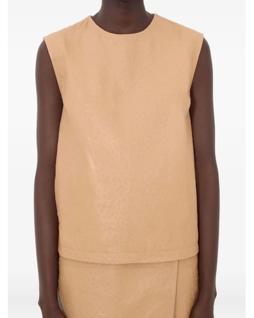 Loulou de Saison Natural Fiza Ostrich-Effect Zip Top