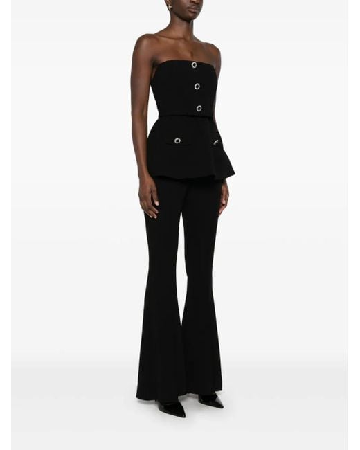 Self-Portrait Black Elegant Crepe Jumpsuit With Belt