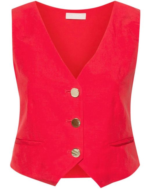 Liu Jo Red Button-up Cropped Waistcoat