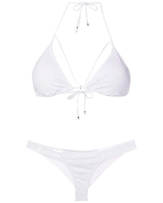Amir Slama White Halterneck Tie-Fastening Bikini