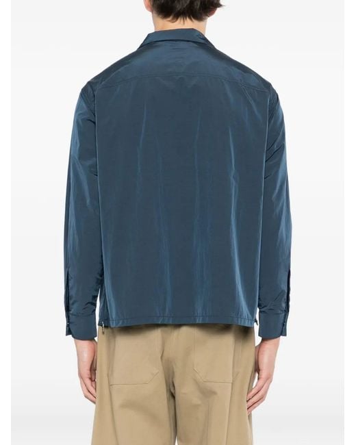 SPORT b. by agnès b. Blue Open-Collar Pocket Shirt for men