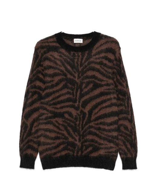 P.A.R.O.S.H. Black Zebra-Pattern Crew-Neck Sweater
