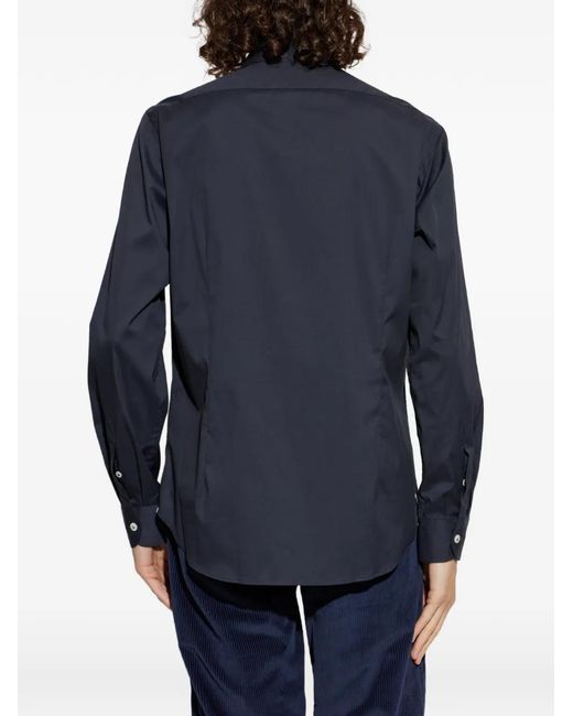 Eleventy Blue Long-Sleeve Classic Shirt for men