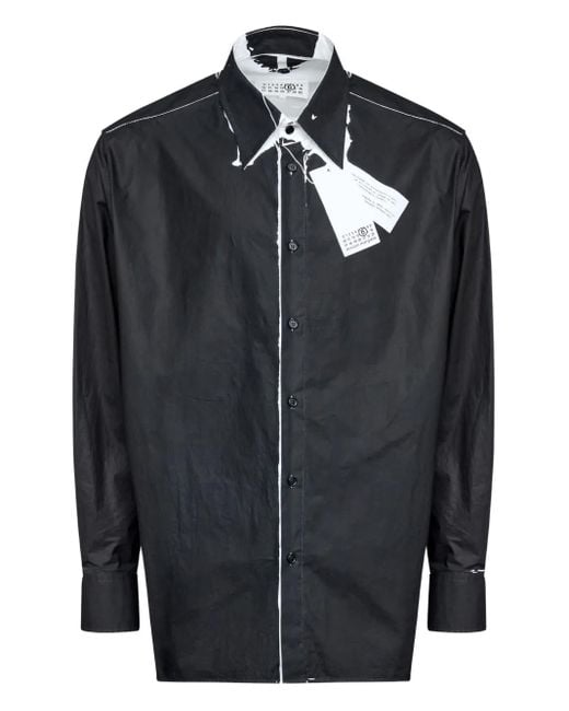 MM6 by Maison Margiela Blue Contrast-Stitching Shirt for men