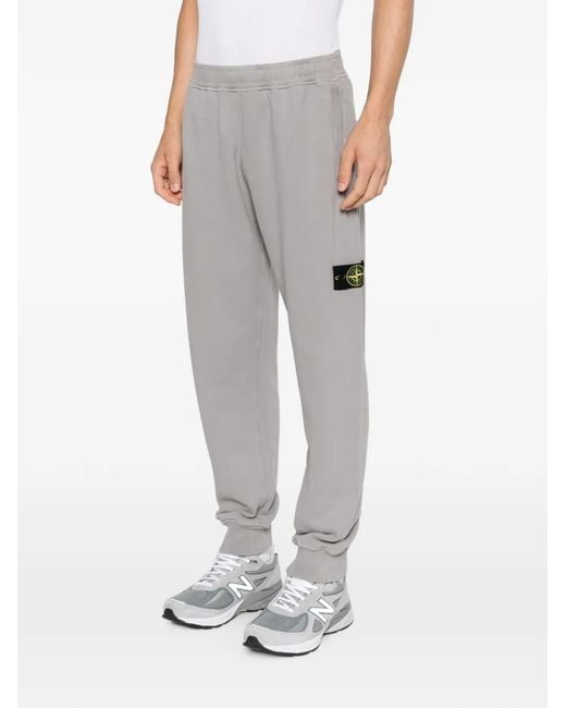 Stone Island Gray Logo-Patch Track Pants for men
