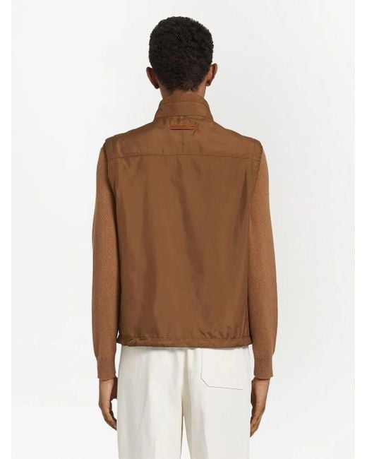 Zegna Brown Nylon Reversible Vest for men