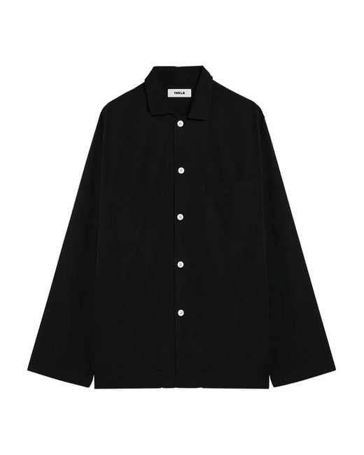 Tekla Black Haut De Pyjama À Manches Longues for men