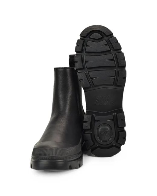 Karl Lagerfeld Black Logo-Print Ankle Boots for men