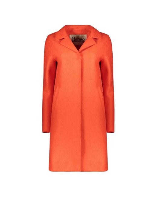 Herno Orange Notched-Lapel Single-Breasted Coat