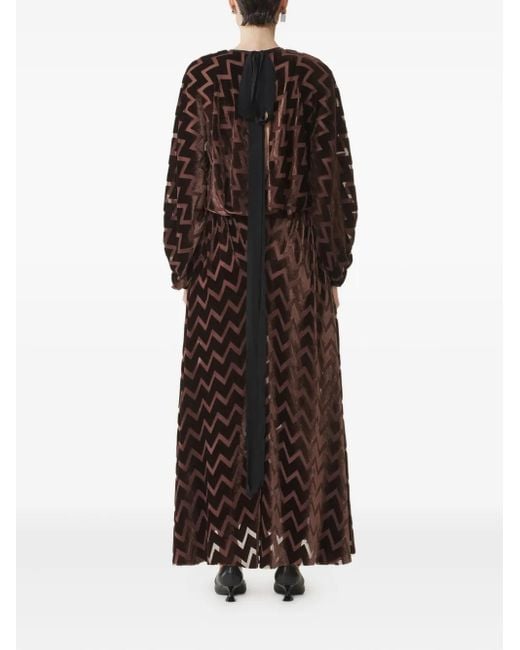 Lanvin Brown Chevron-Pattern Maxi Dress