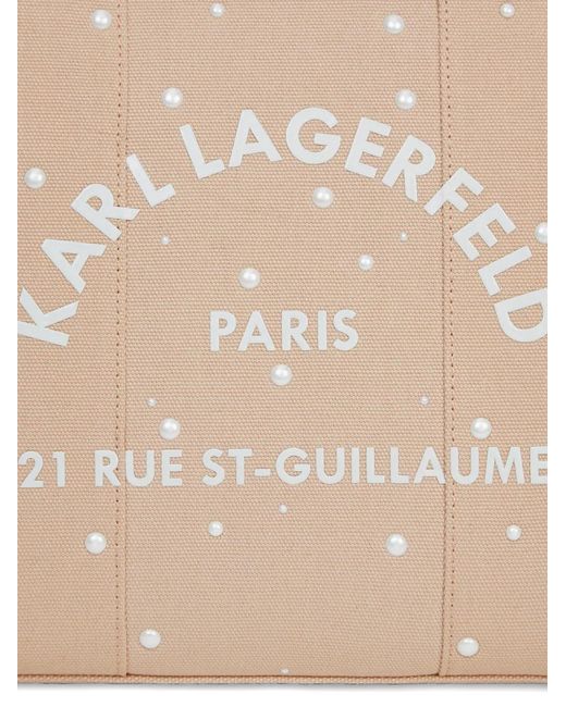 Karl Lagerfeld Natural Medium Rue St-Guillaume Pearl-Embellished Tote Bag