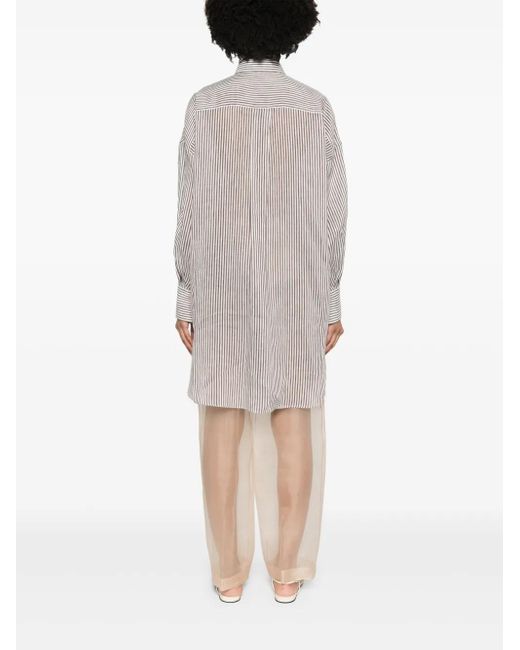Brunello Cucinelli ストライプ ロングシャツ Gray