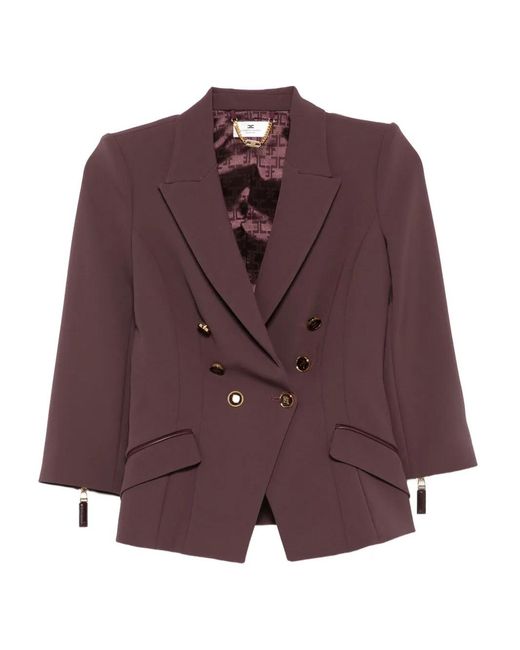 Elisabetta Franchi Purple Double-Breasted Jacket