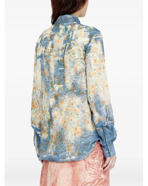 DIESEL Blue C-Assy Floral-Print Long-Sleeve Shirt