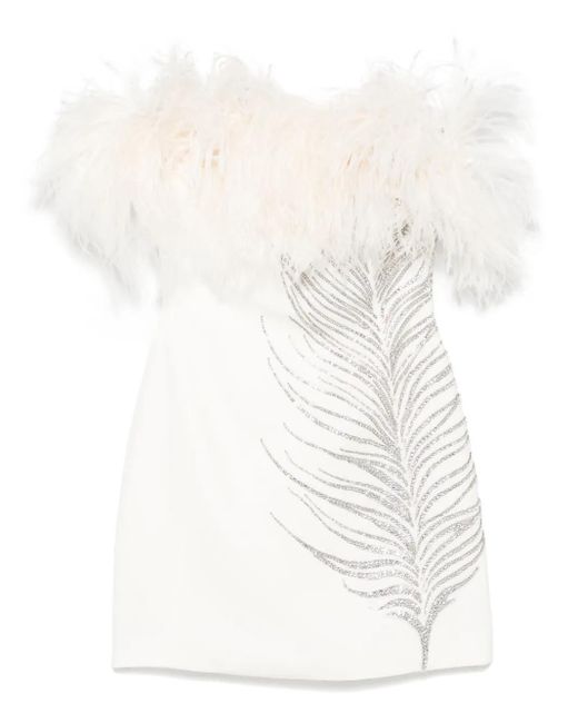 David Koma フェザーアップリケ ミニドレス White