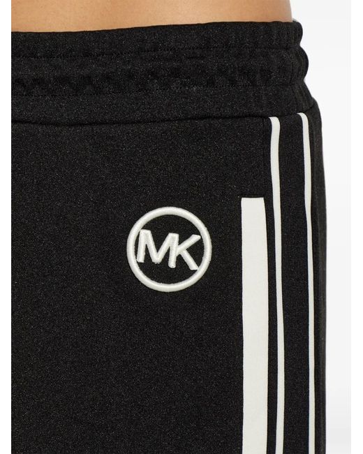 MICHAEL Michael Kors Black Logo-Patch Side-Stripe Track Pants