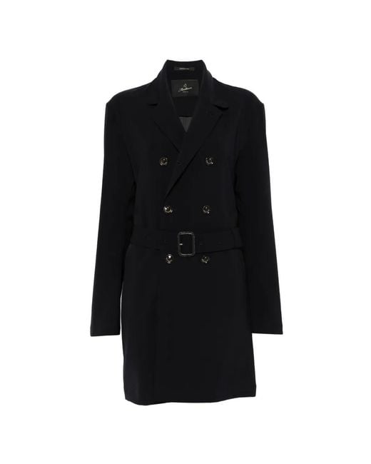Montecore Black Double-Breasted Belted Coat for men