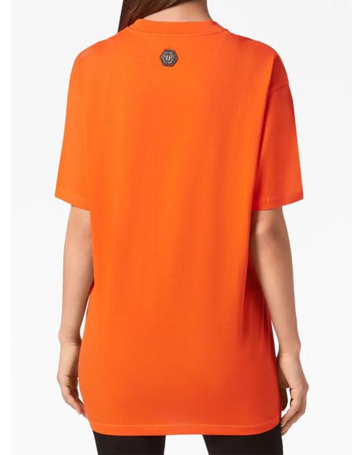 Philipp Plein Orange T-Shirt À Logo Imprimé