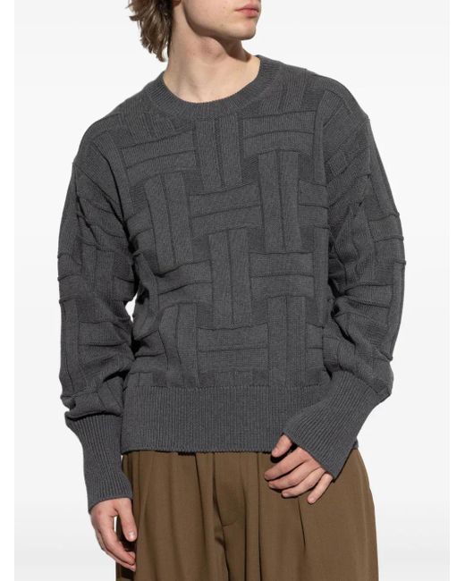 KENZO Gray Embossed-Knit Sweater for men
