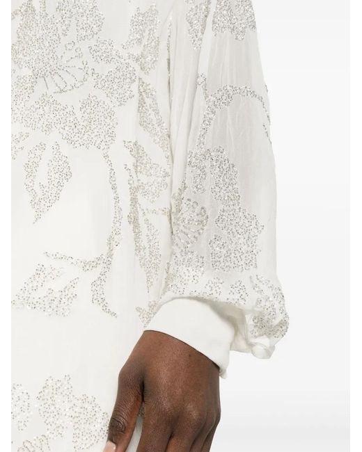 P.A.R.O.S.H. White Bead-Embroidered Shirt