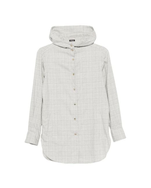 Kiton White Prince Of Wales Check Hooded Shirt
