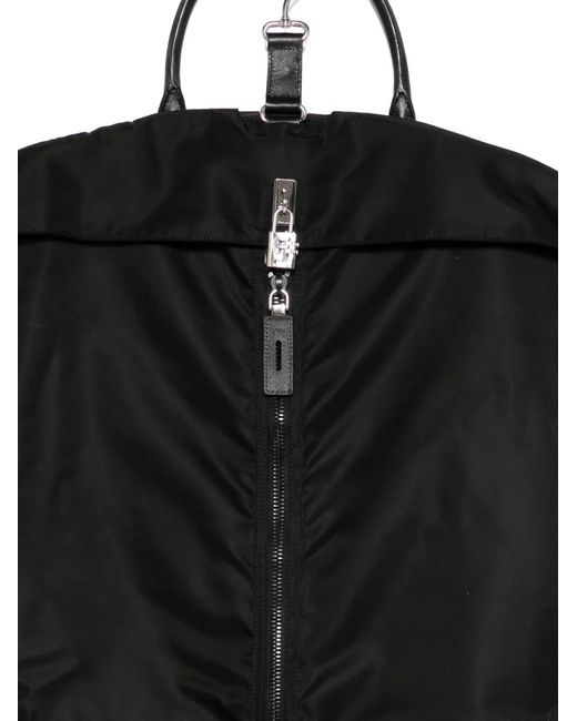 Prada Black Triangle-Logo Travel Bag for men