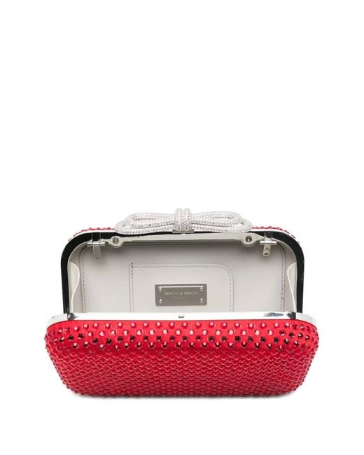 Mach & Mach Red Embellished-Bow Mini Bag